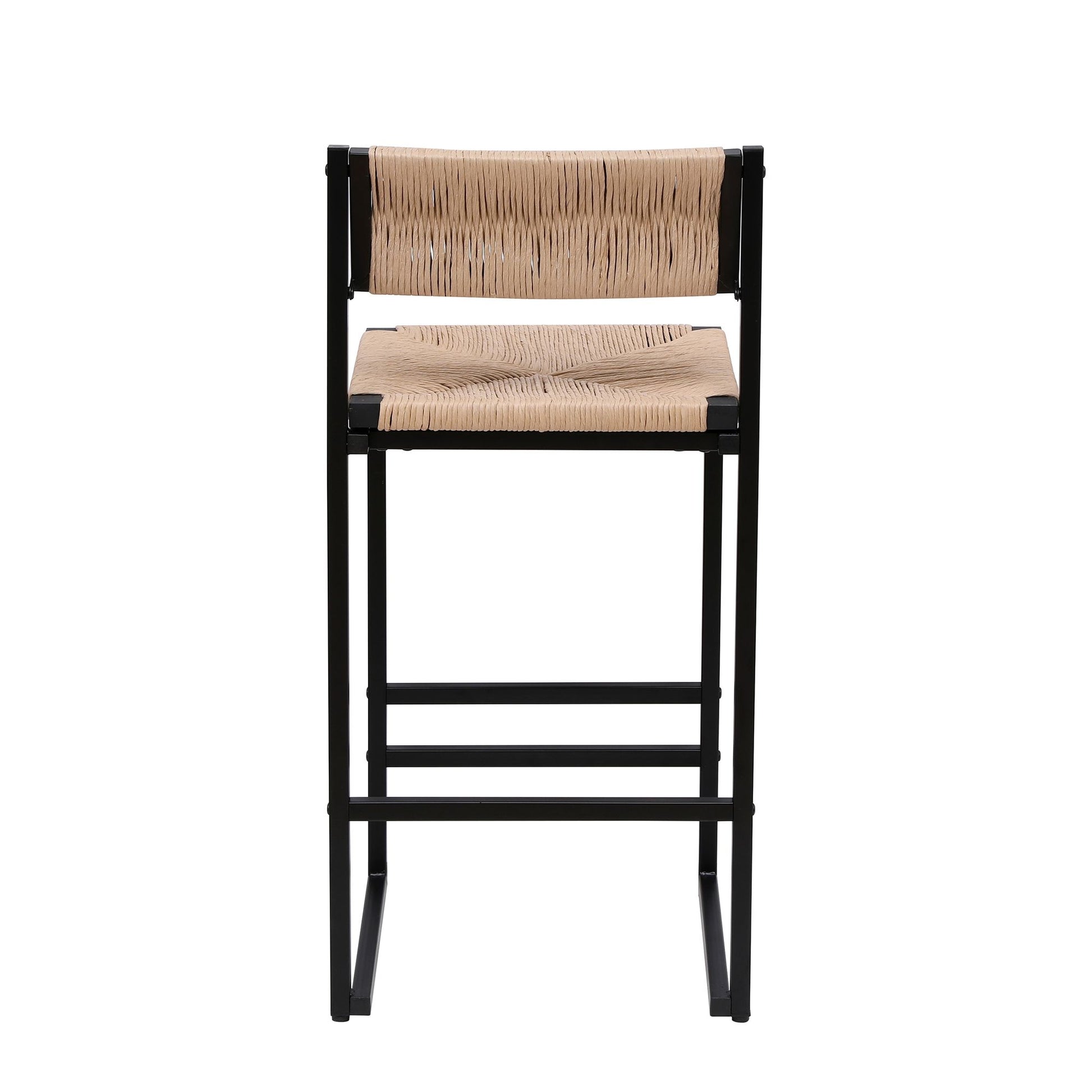 Honey Bar Stools Set of 2 Paper Rope Weave Dining Chairs with Back Hand Weave Stools for Kichen Island, Bar & Counter (H image 11