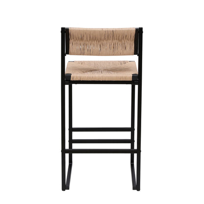 Honey Bar Stools Set of 2 Paper Rope Weave Dining Chairs with Back Hand Weave Stools for Kichen Island, Bar & Counter (H image 11