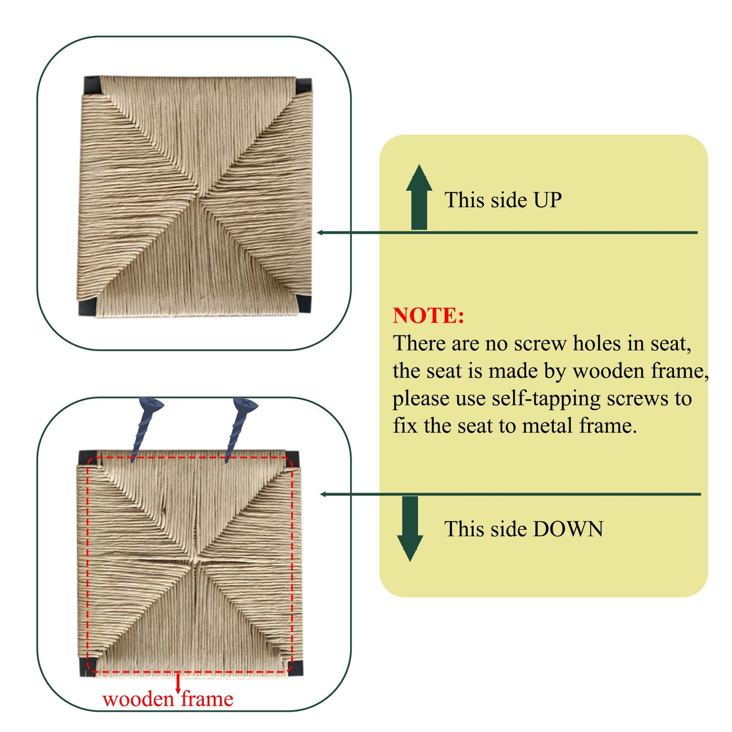 Honey Bar Stools Set of 2 Paper Rope Weave Dining Chairs with Back Hand Weave Stools for Kichen Island, Bar & Counter (H image 6