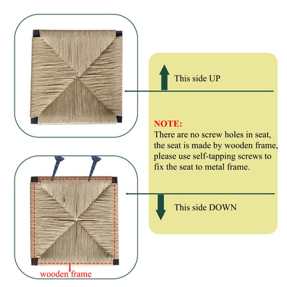 Honey Bar Stools Set of 2 Paper Rope Weave Dining Chairs with Back Hand Weave Stools for Kichen Island, Bar & Counter (H image 6
