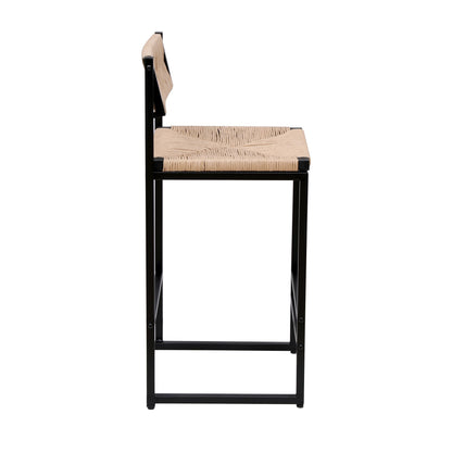 Honey Bar Stools Set of 2 Paper Rope Weave Dining Chairs with Back Hand Weave Stools for Kichen Island, Bar & Counter (H image 10