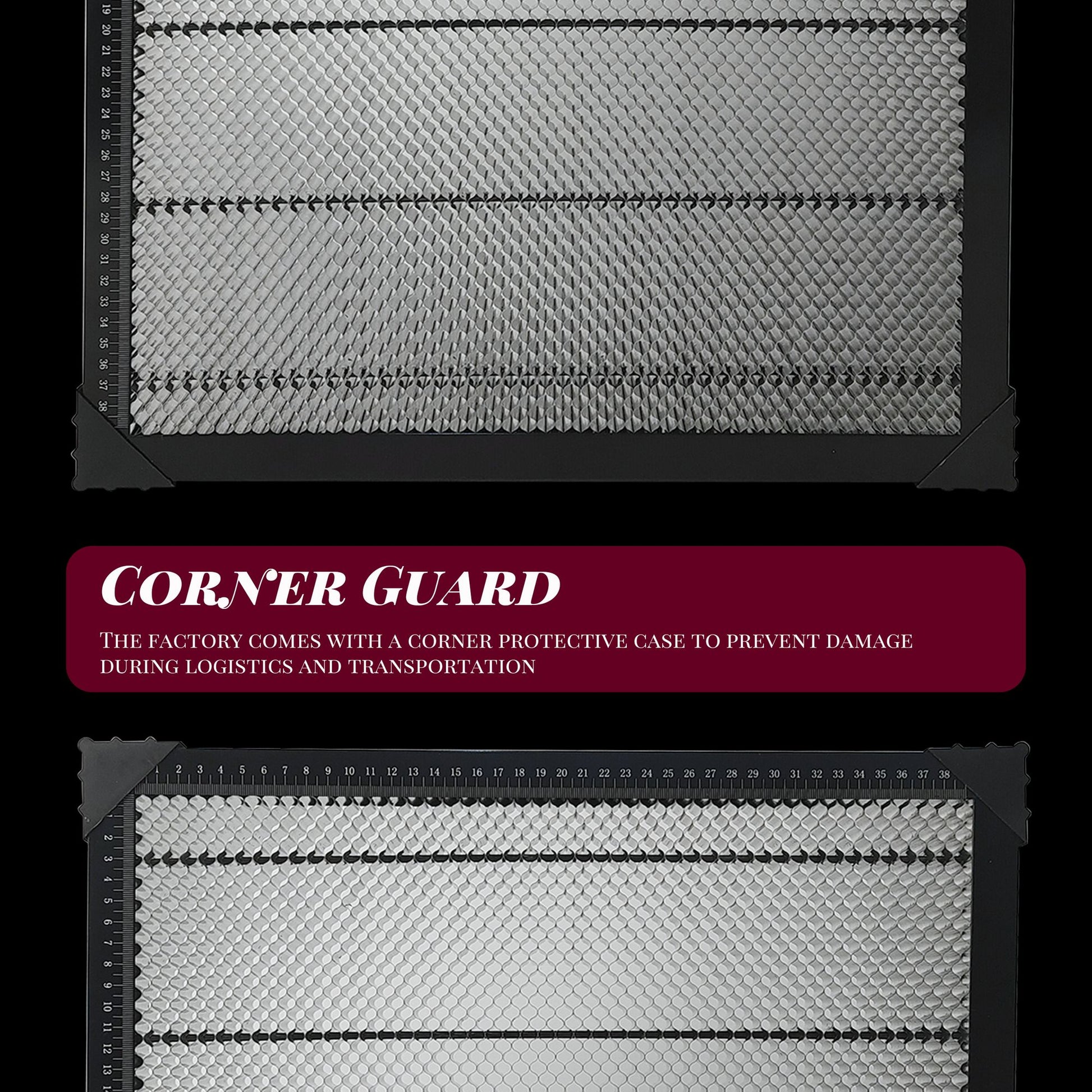 Honeycomb Laser Bed worktable with corner guards for laser engraver - angled view