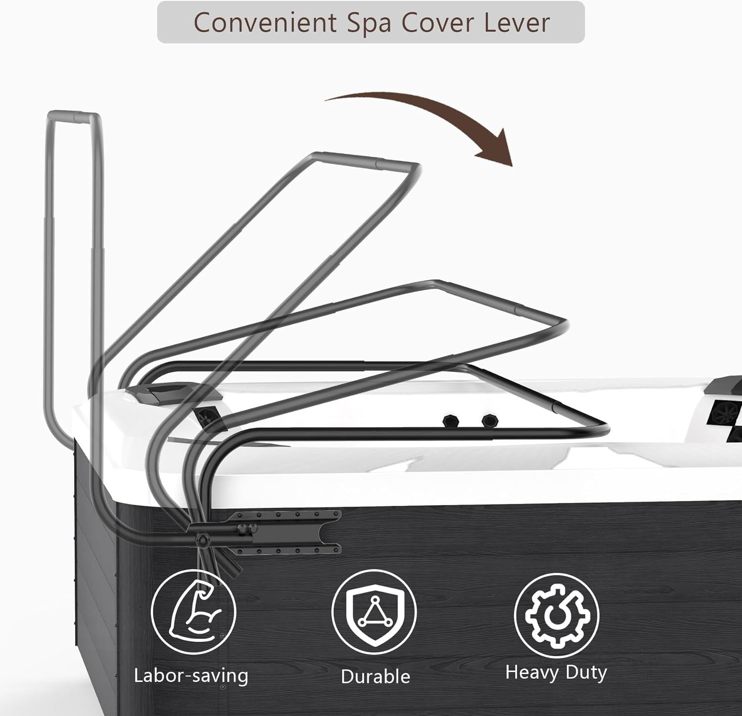 Hot Tub Cover Lift, Universal Spa Cover Lifts Side Mounted Cover Lifter with Adjustable Height Aluminum Reinforced Brack image 4