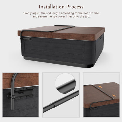 Hot Tub Cover Lift, Universal Spa Cover Lifts Side Mounted Cover Lifter with Adjustable Height Aluminum Reinforced Brack image 2