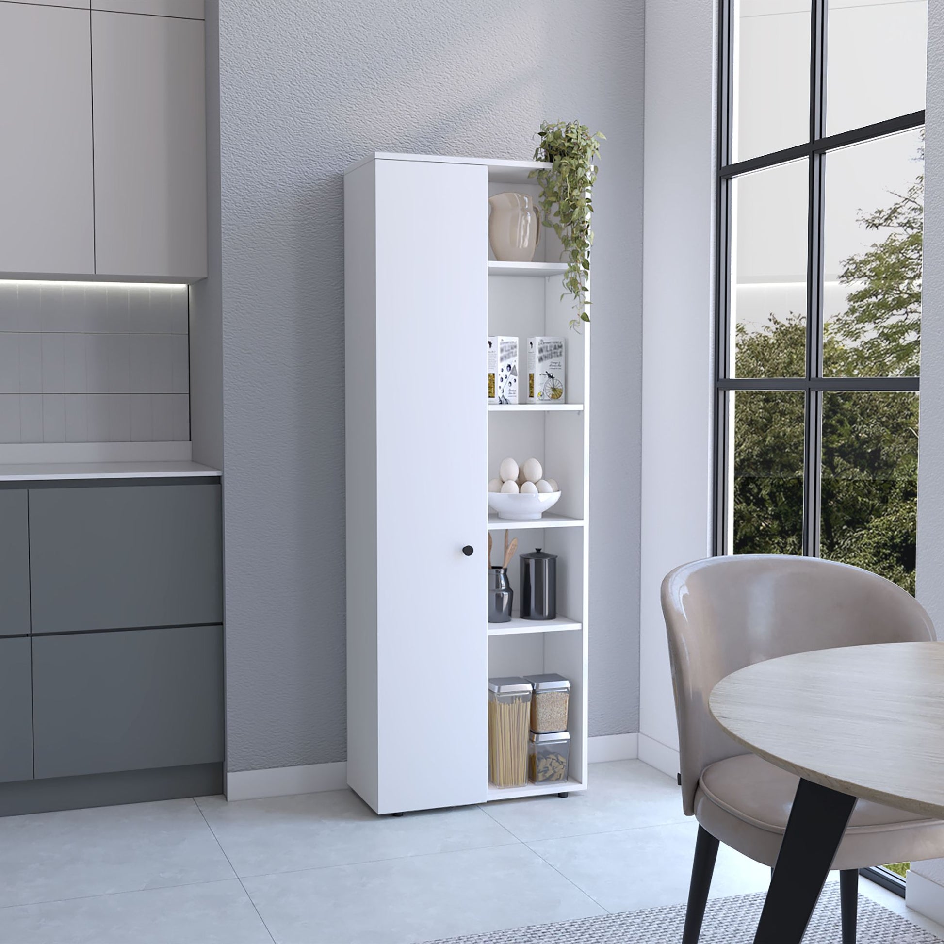 Hoyt Kitchen Pantry Storage Cabinet With and Five Interior and Exterior Shelves image 1