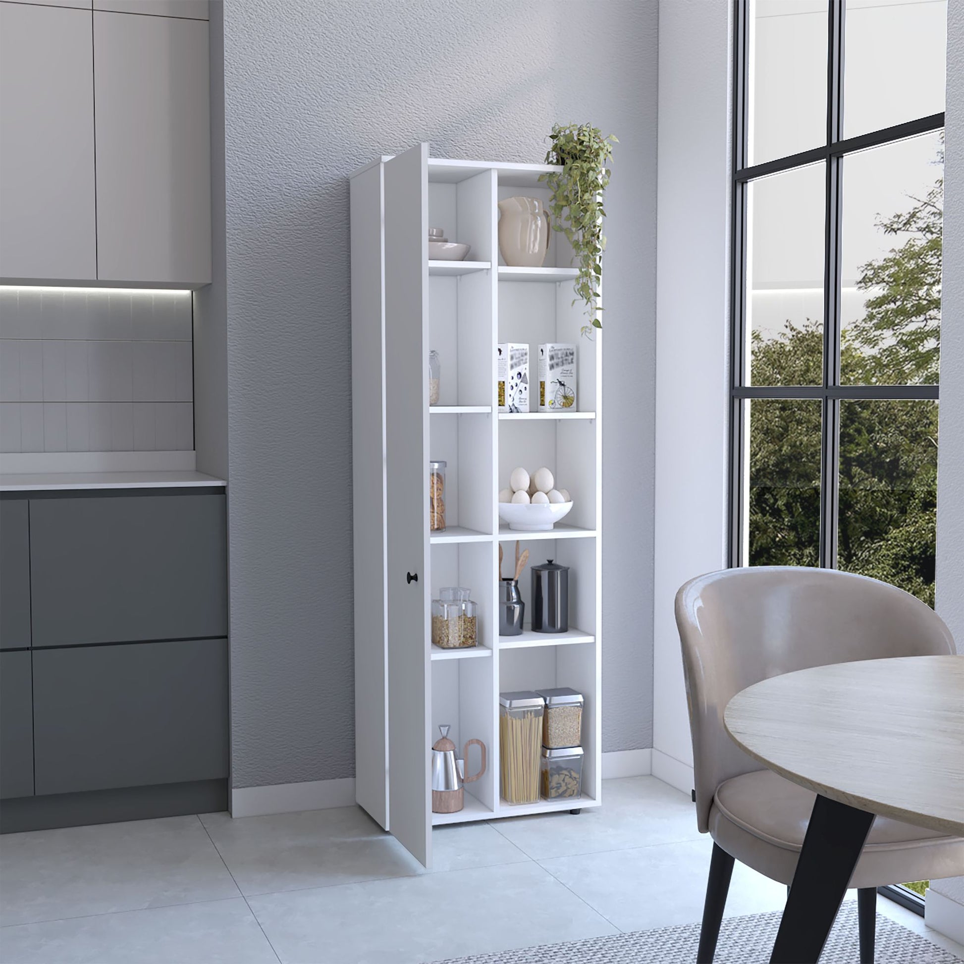 Hoyt Kitchen Pantry Storage Cabinet With and Five Interior and Exterior Shelves image 4