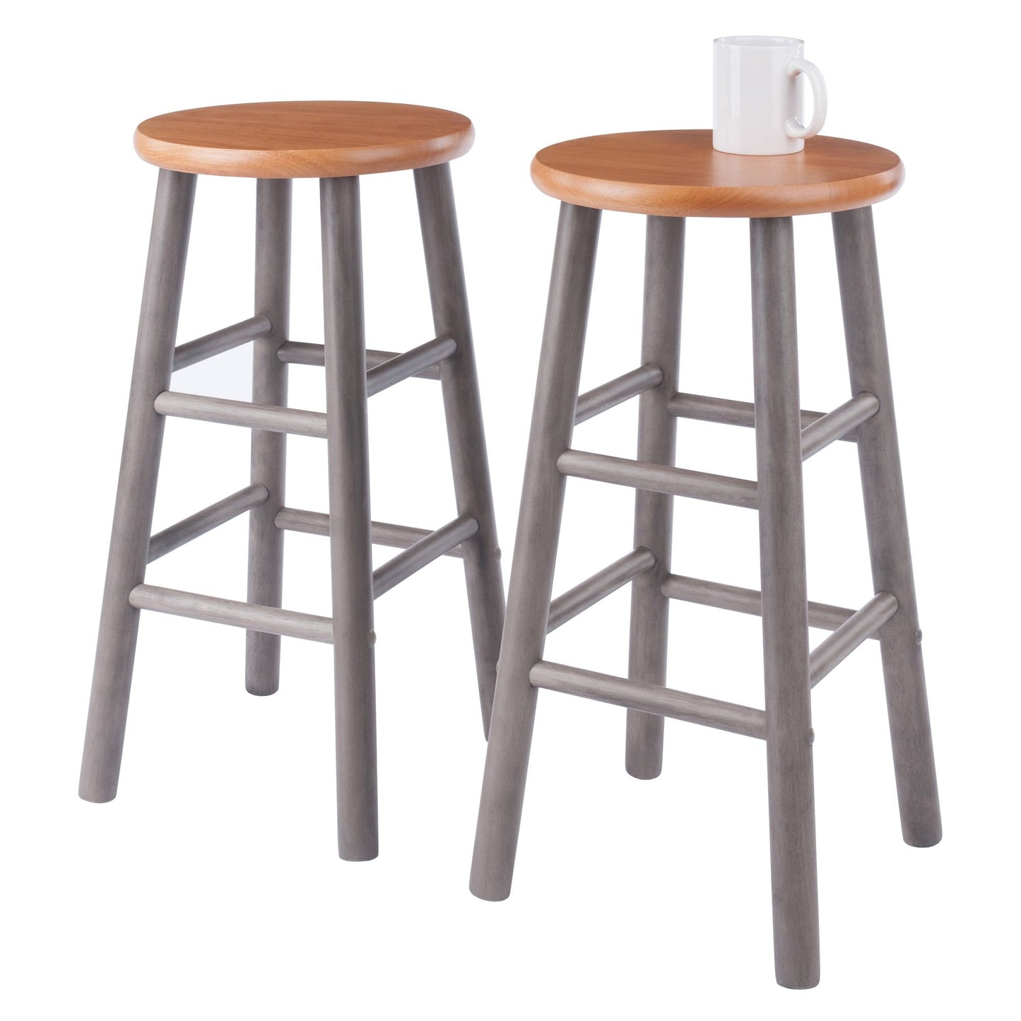 Huxton 2-Pc Counter Stools; 24"; Gray & Teak image 6