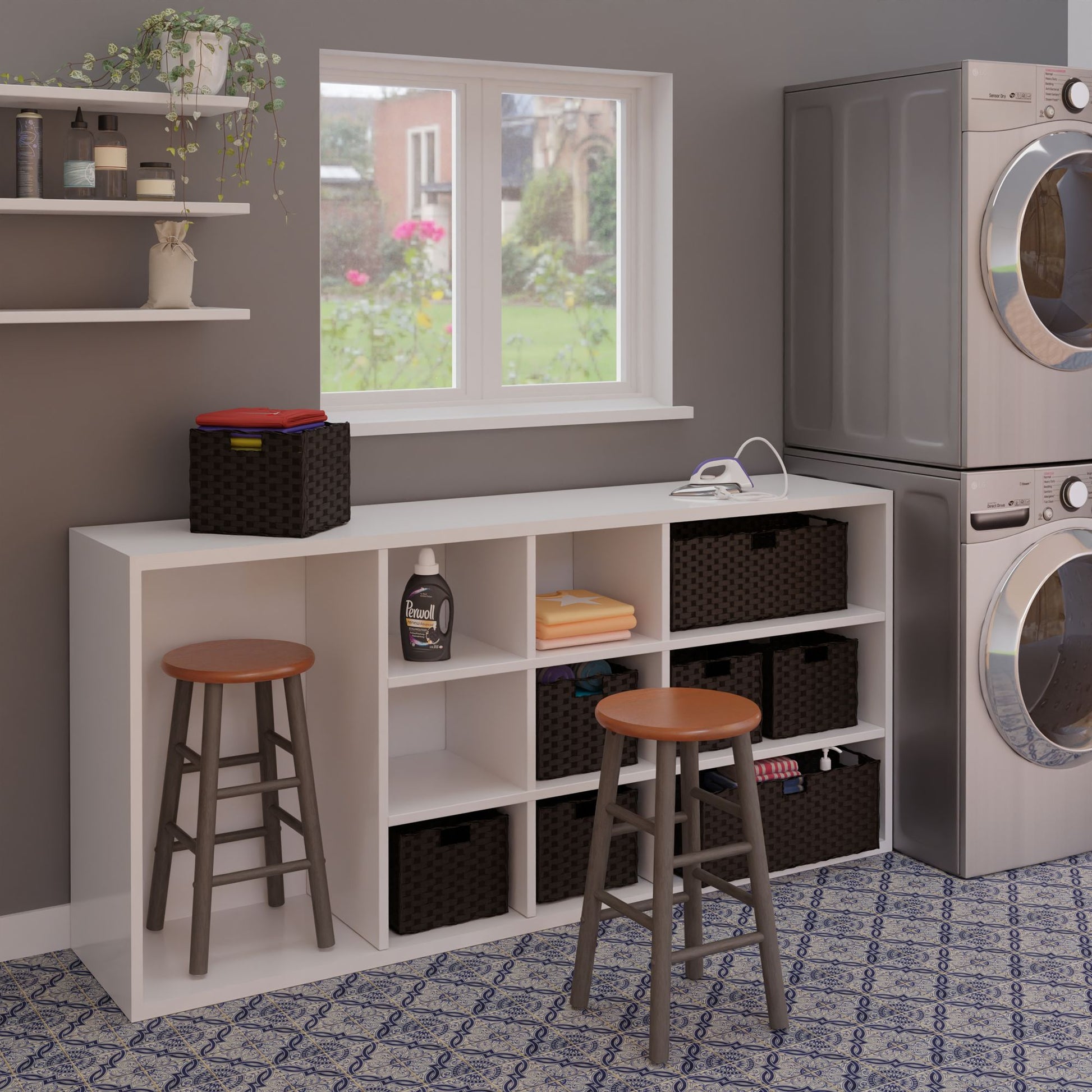 Huxton 2-Pc Counter Stools; 24"; Gray & Teak image 5