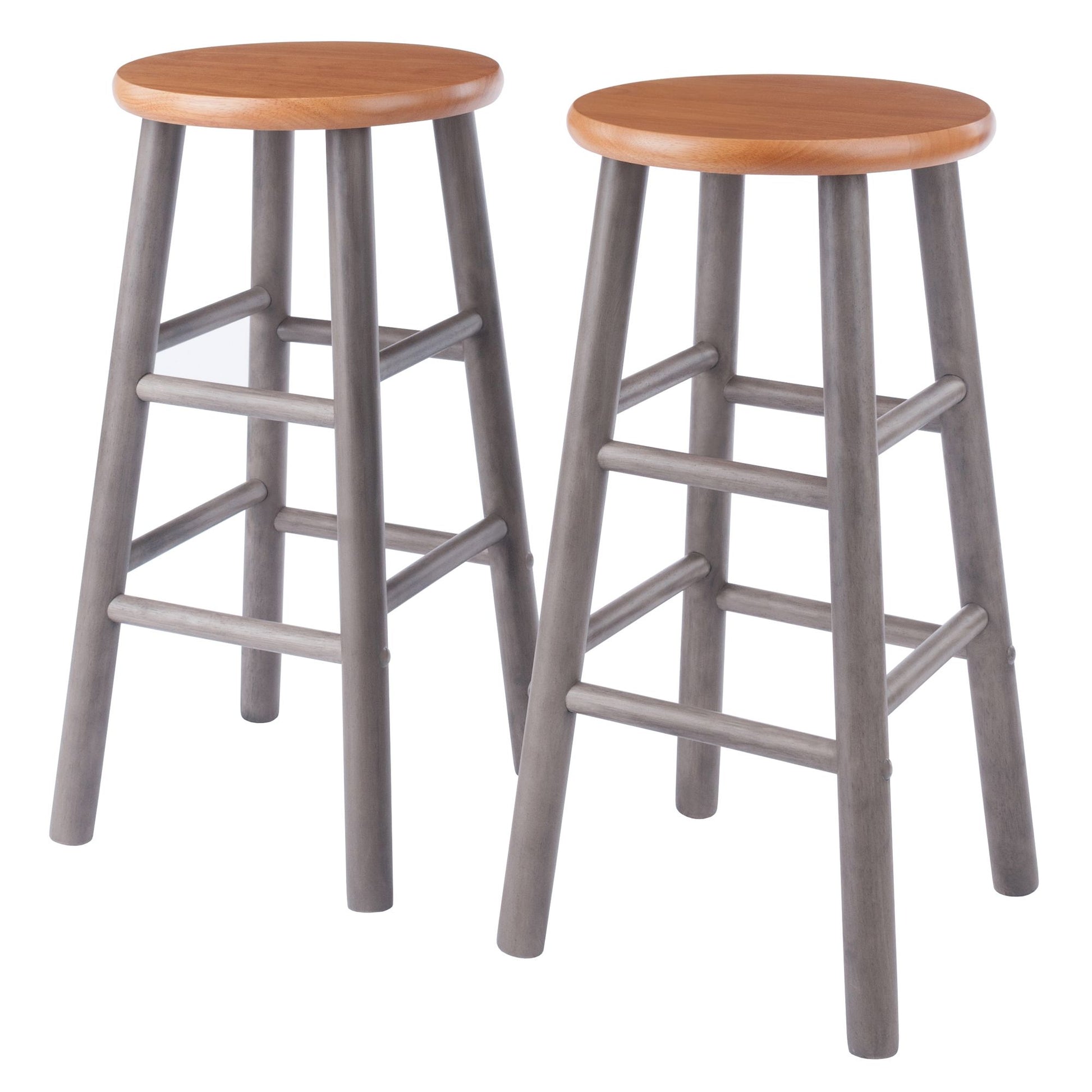 Huxton 2-Pc Counter Stools; 24"; Gray & Teak image 2
