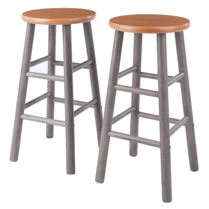 Huxton 2-Pc Counter Stools; 24"; Gray & Teak image 2