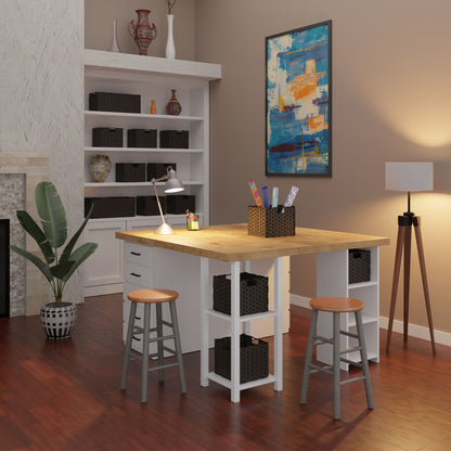 Huxton 2-Pc Counter Stools; 24"; Gray & Teak image 3