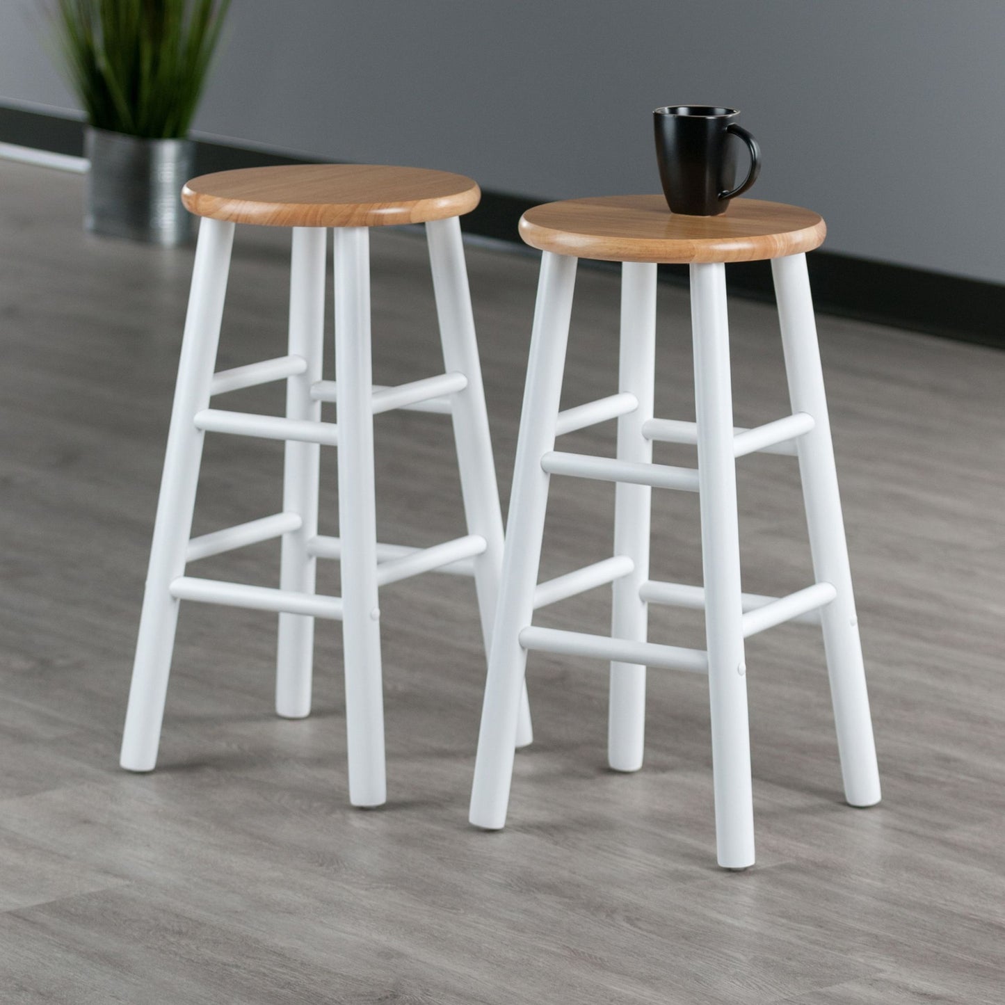 Huxton 2-Pc Counter Stools; 24"; Natural & White image 6