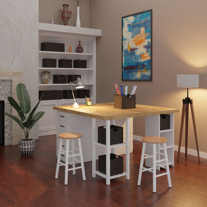 Huxton 2-Pc Counter Stools; 24"; Natural & White image 3