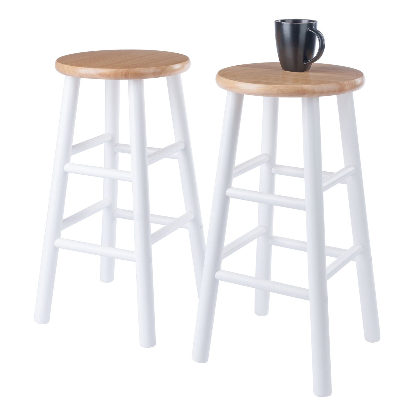 Huxton 2-Pc Counter Stools; 24"; Natural & White image 4