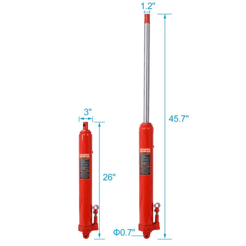 Hydraulic Long Ram Jack with Single Piston Pump and Clevis Base image 7