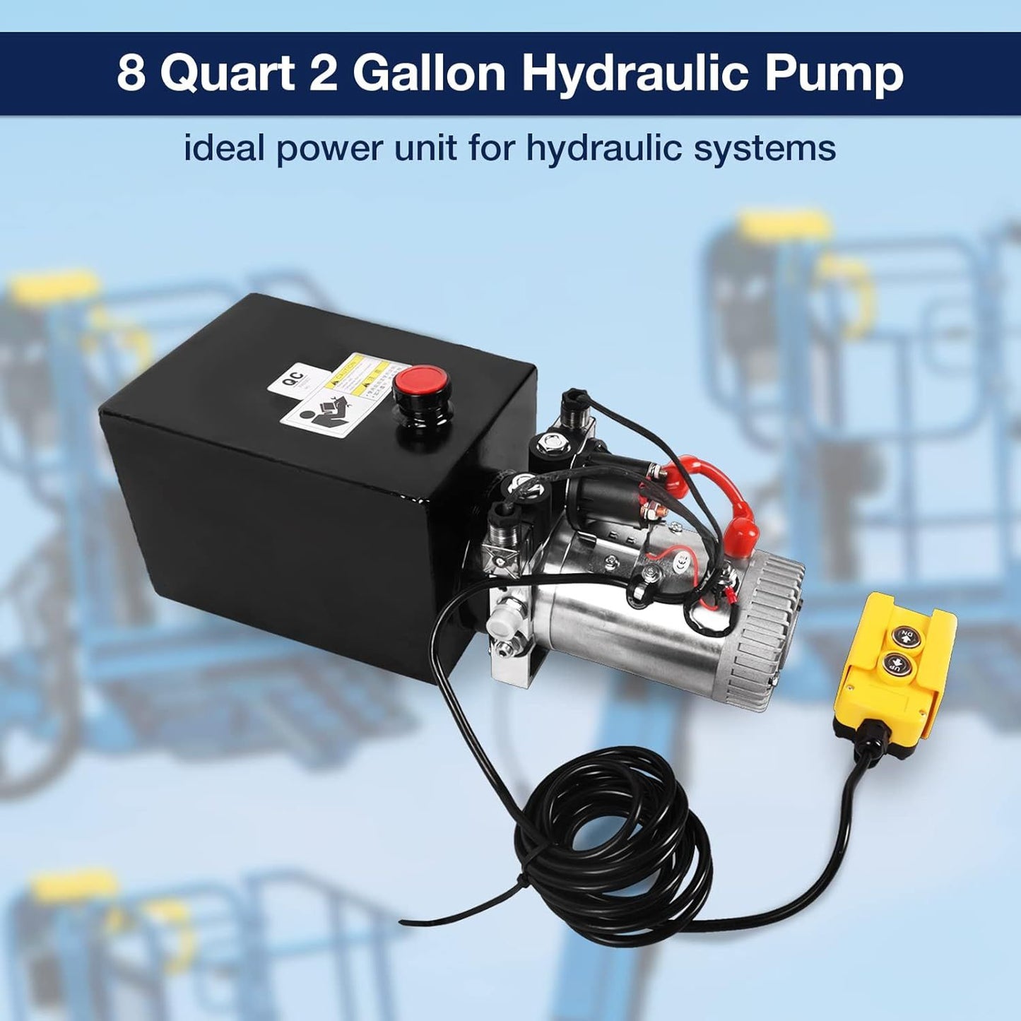 Hydraulic Pump 8 Quart 2 Gallon Hydraulic Power Unit Double Acting Metal Reservoir Dump Trailer Pump 12V DC Hydraulic Po image 3