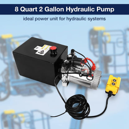 Hydraulic Pump 8 Quart 2 Gallon Hydraulic Power Unit Double Acting Metal Reservoir Dump Trailer Pump 12V DC Hydraulic Po image 3