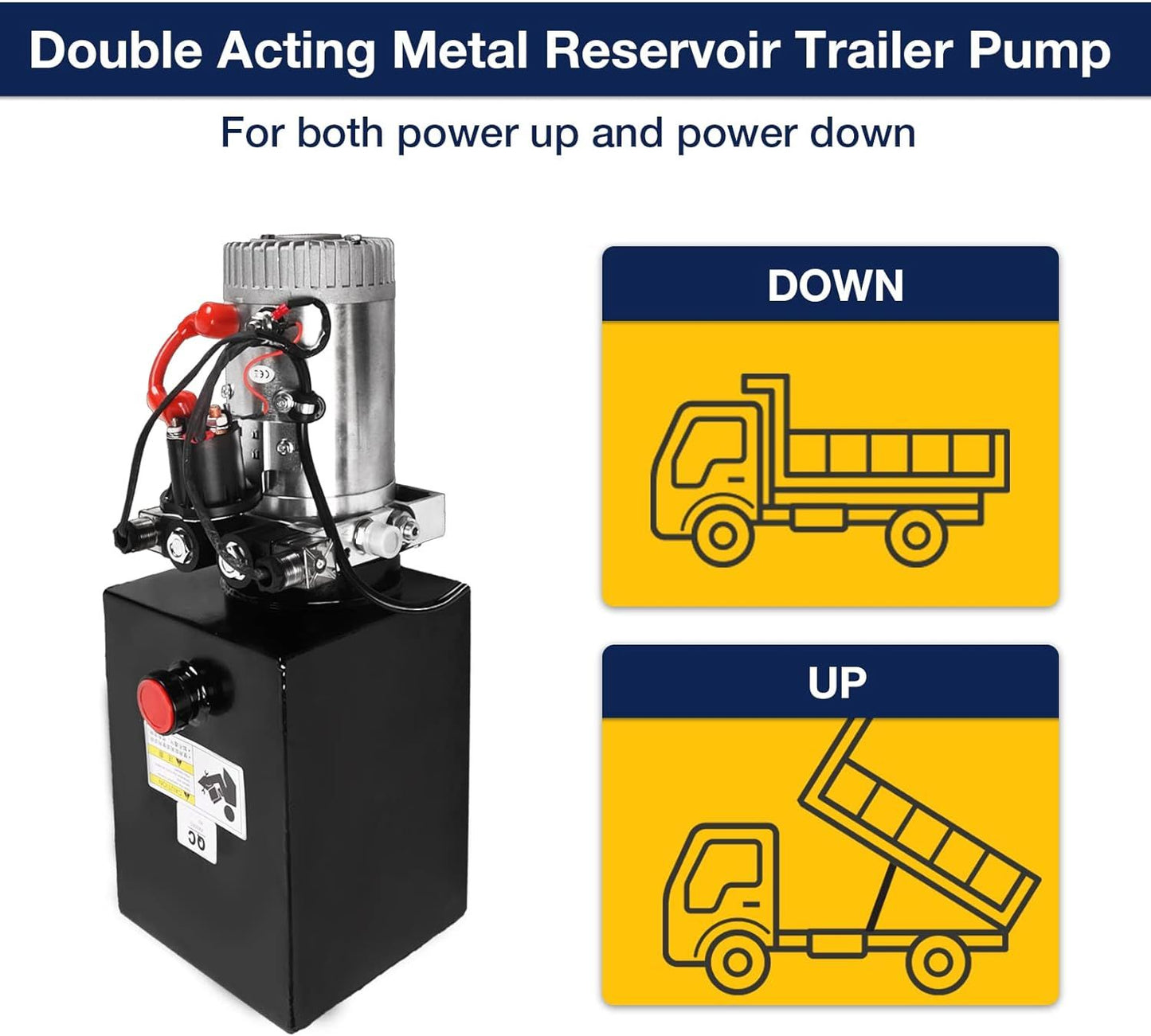 Hydraulic Pump 8 Quart 2 Gallon Hydraulic Power Unit Double Acting Metal Reservoir Dump Trailer Pump 12V DC Hydraulic Po image 4