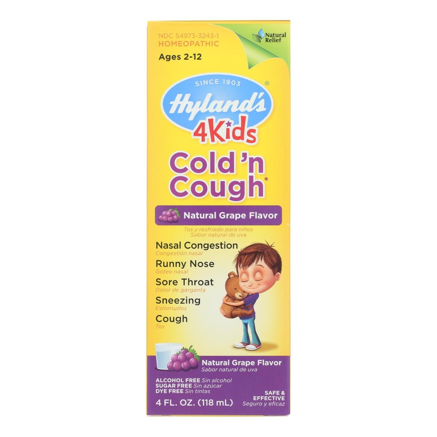 Hylands Homeopathic Cold N Cough - 4 Kids - Grape - 4 Oz image 1