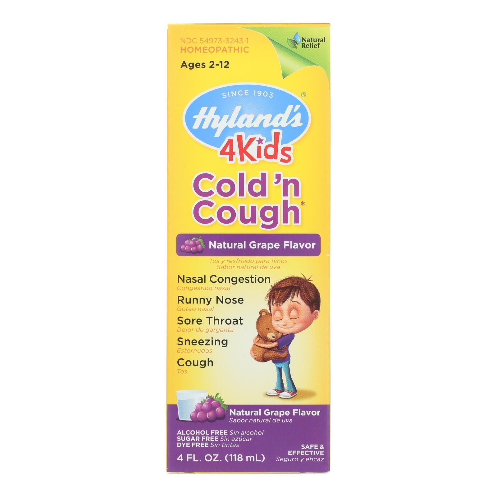 Hylands Homeopathic Cold N Cough - 4 Kids - Grape - 4 Oz image 1