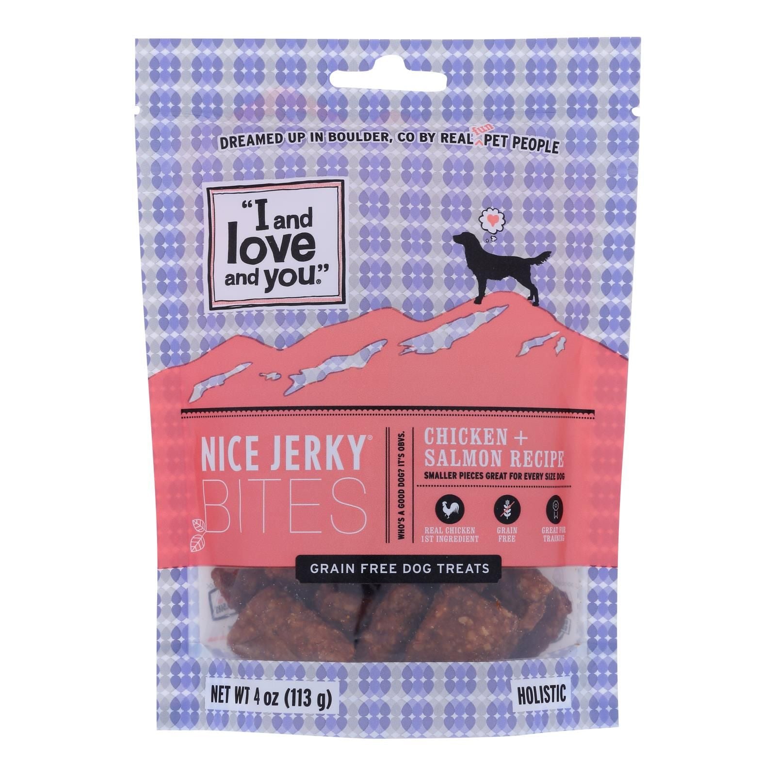 I And Love And You - Dog Treats Jrky Chkn&slmn - Case Of 6 - 4 Oz image 1