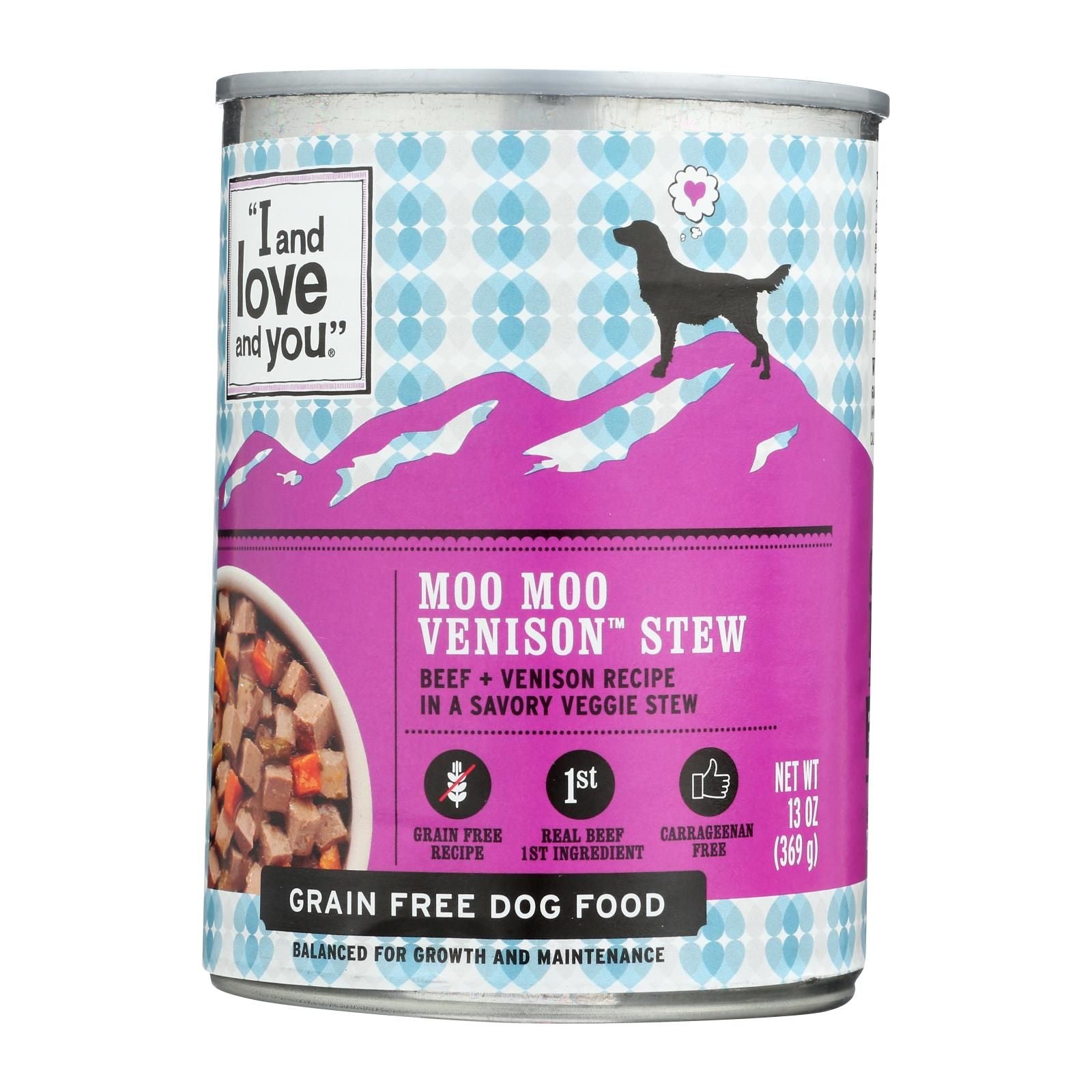 I And Love And You Dog Canned Food Moo Moo Venison Stew - Case Of 12 - 13 Oz image 1