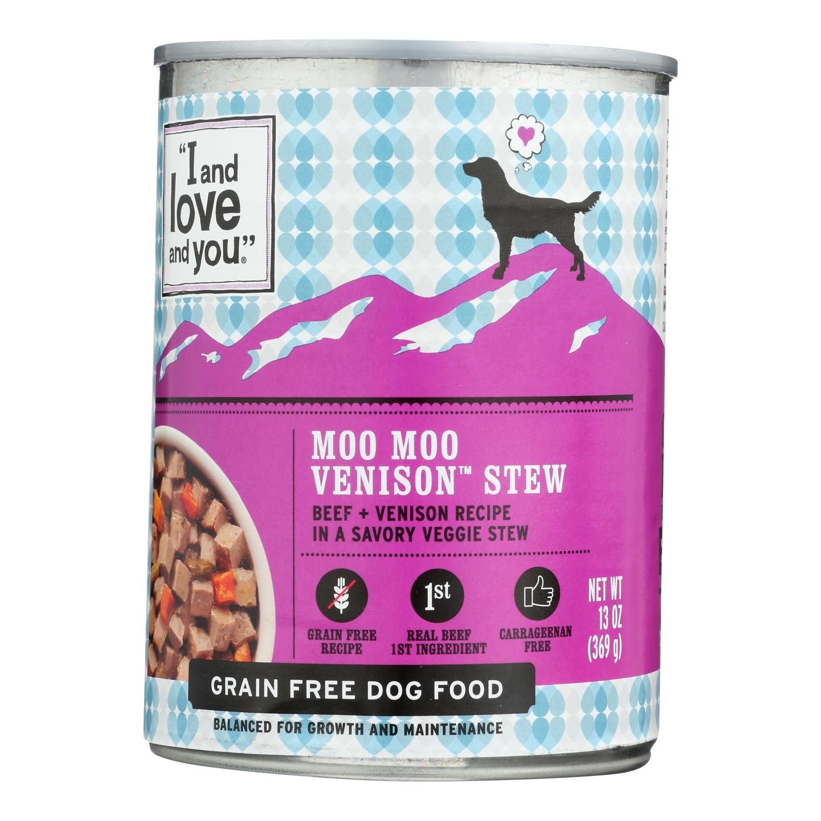 I And Love And You Dog Canned Food Moo Moo Venison Stew - Case Of 12 - 13 Oz image 2