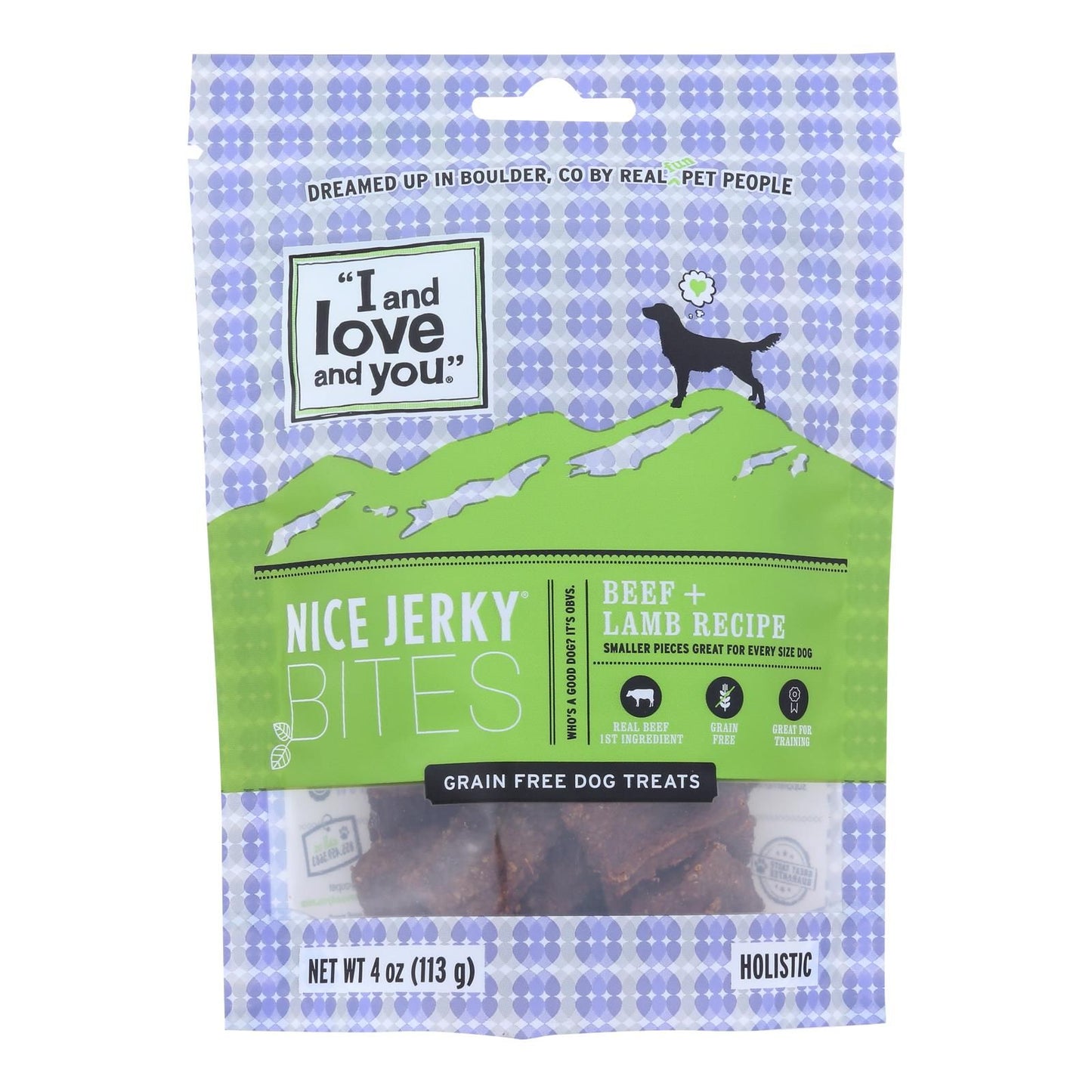 I And Love And You Nice Beef + Lamb Jerky Bites Dog Treats - Case Of 6 - 4 Oz image 1