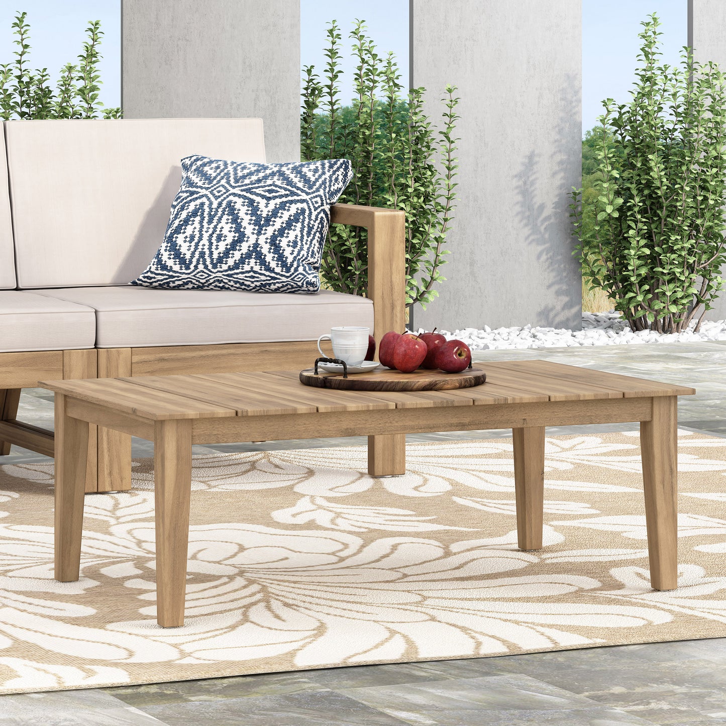 Acacia Wood Outdoor Coffee Table, Light Brown, 14'' H X 23.5'' W X 39.5'' L image 1