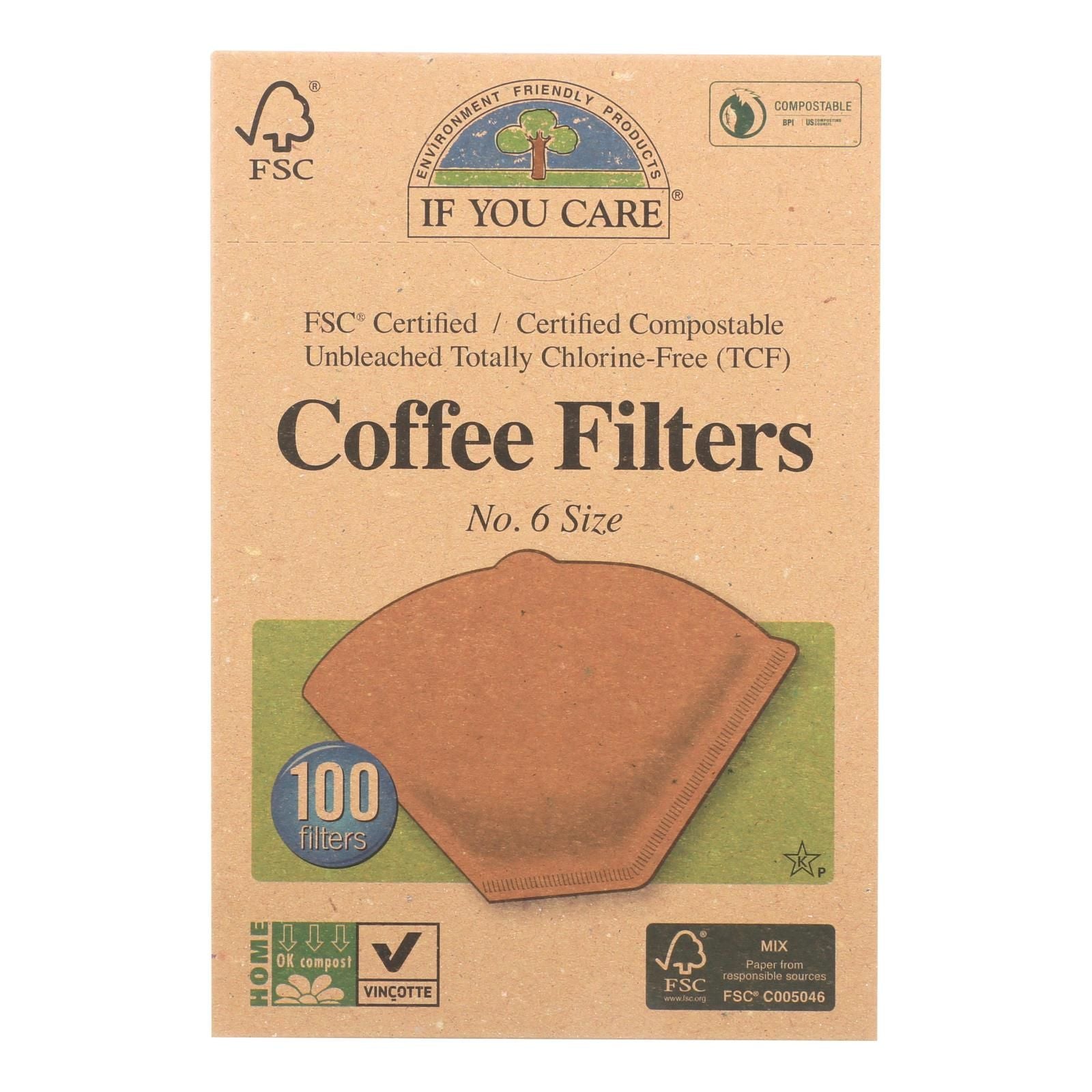 If You Care Coffee Filters - Brown - Cone - Number 6 - 100 Count image 1