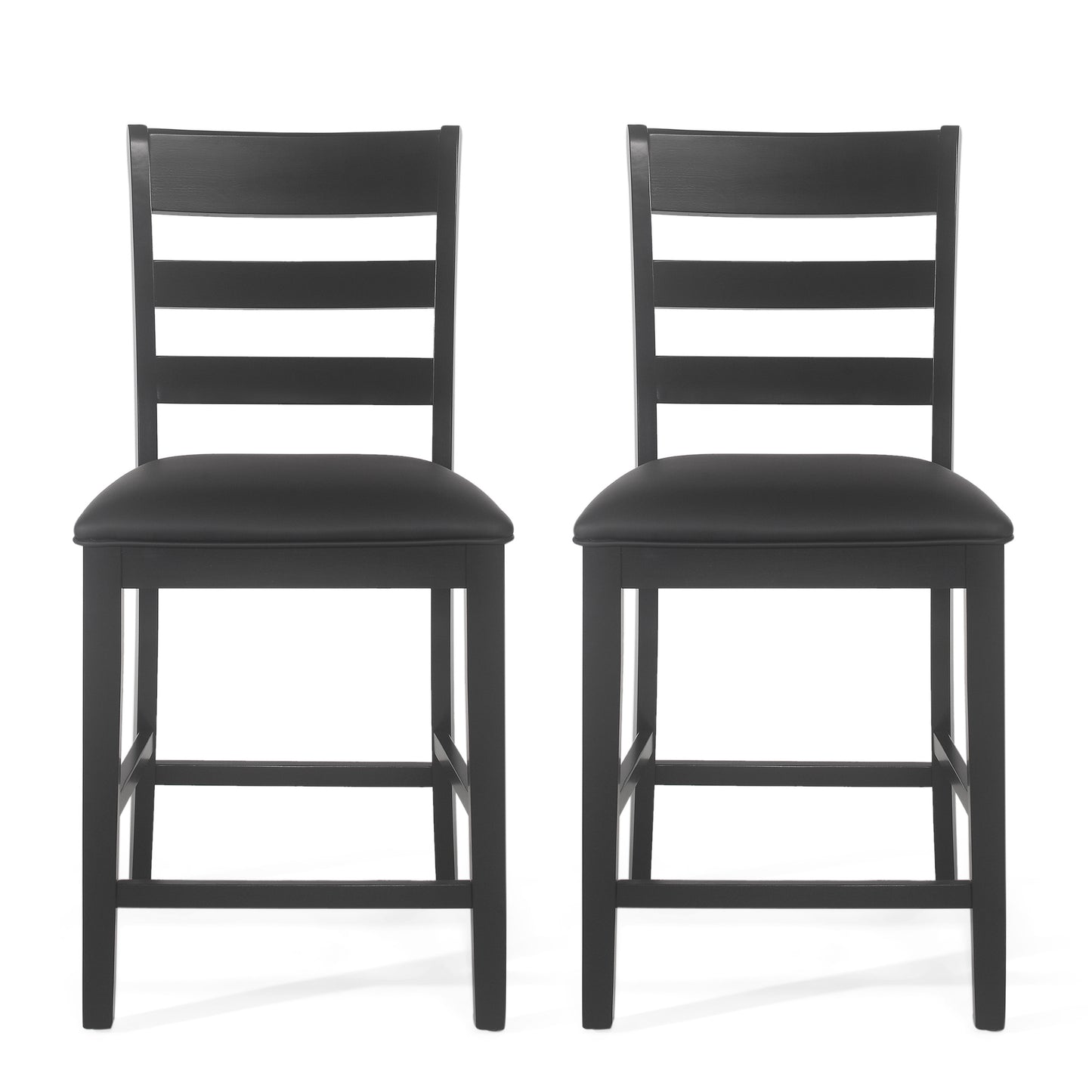 Farmhouse Upholstered Wood Counter Stools (Set of 2) image 2