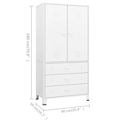 Industrial Wardrobe White 35.4"x19.7"x70.9" Metal image 10