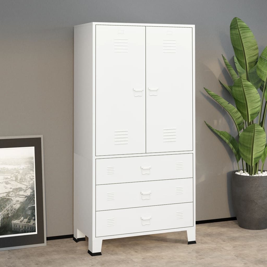 Industrial Wardrobe White 35.4"x19.7"x70.9" Metal image 1