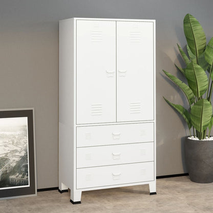 Industrial Wardrobe White 35.4"x19.7"x70.9" Metal image 1