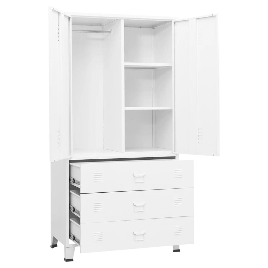 Industrial Wardrobe White 35.4"x19.7"x70.9" Metal image 6