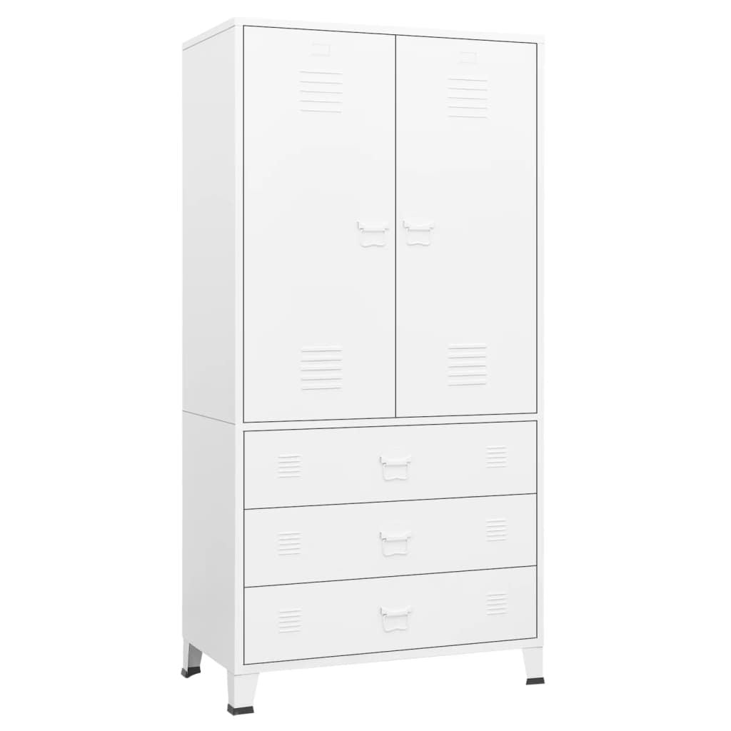 Industrial Wardrobe White 35.4"x19.7"x70.9" Metal image 2