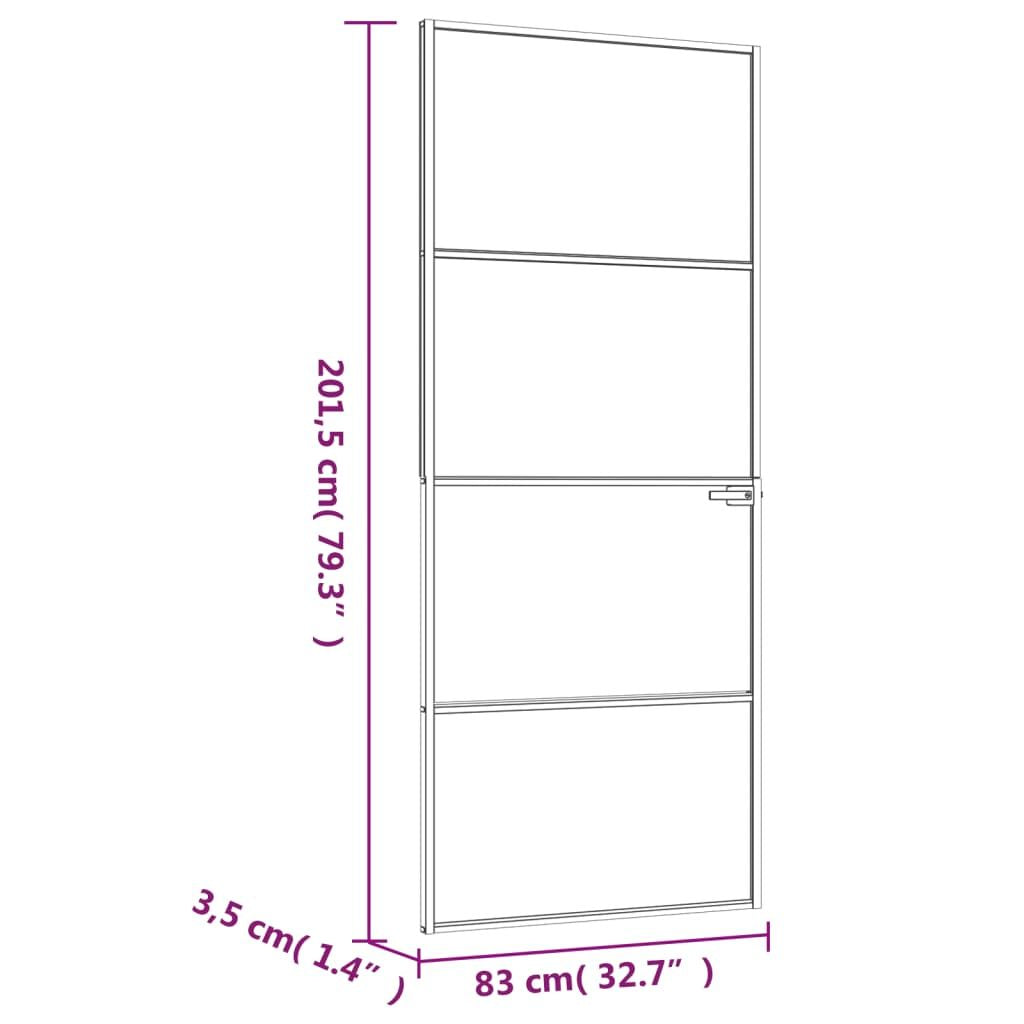 Interior Door Black 32.7"x79.3" Tempered Glass&Aluminum Slim image 8