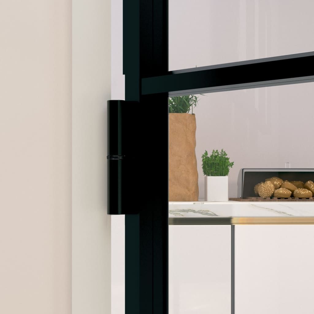 Interior Door Black 32.7"x79.3" Tempered Glass&Aluminum Slim image 6