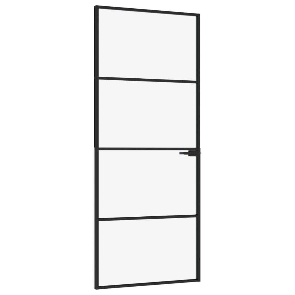 Interior Door Black 32.7"x79.3" Tempered Glass&Aluminum Slim image 2