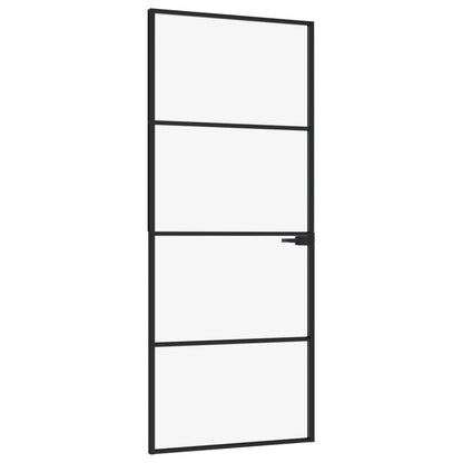 Interior Door Black 32.7"x79.3" Tempered Glass&Aluminum Slim image 2