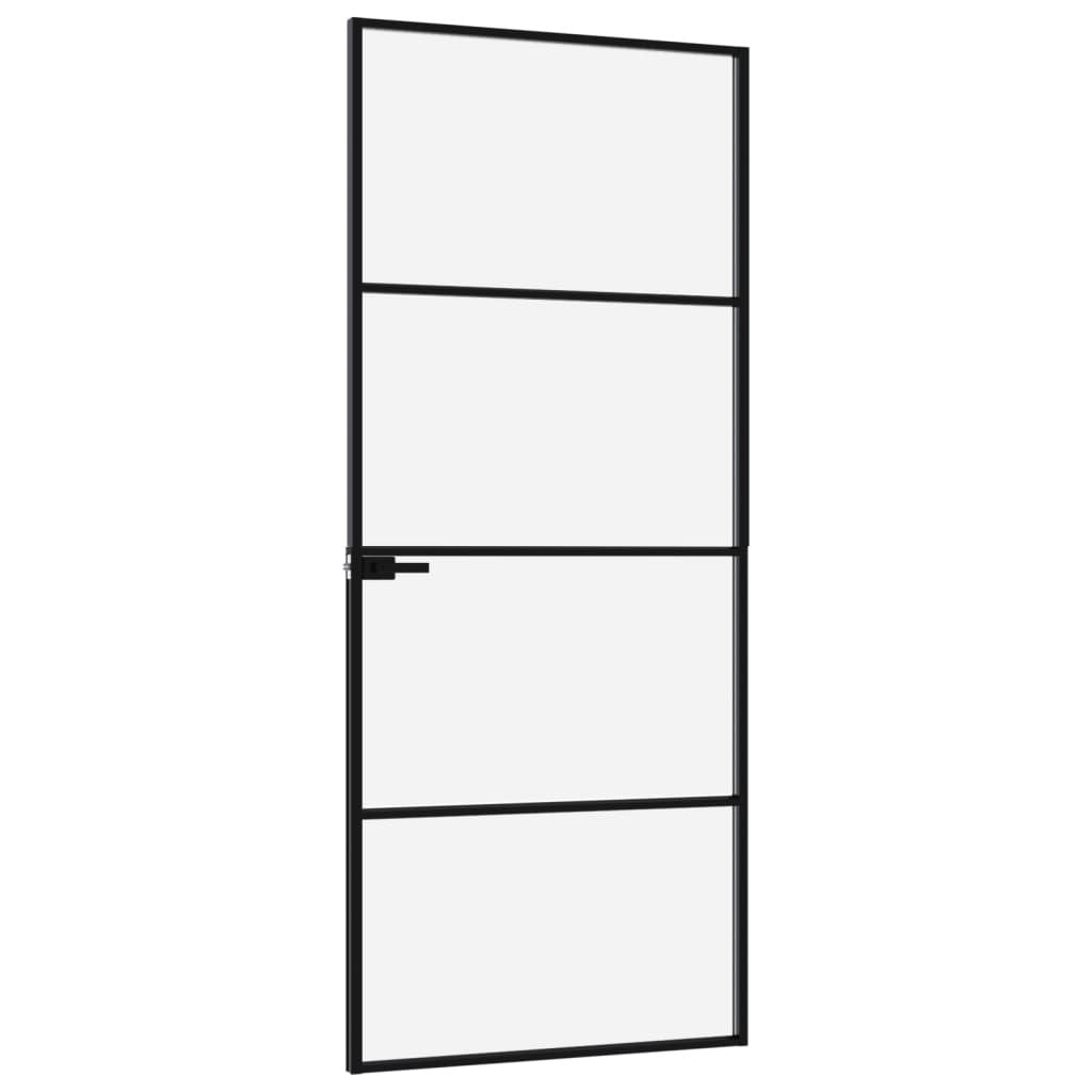 Interior Door Black 32.7"x79.3" Tempered Glass&Aluminum Slim image 4