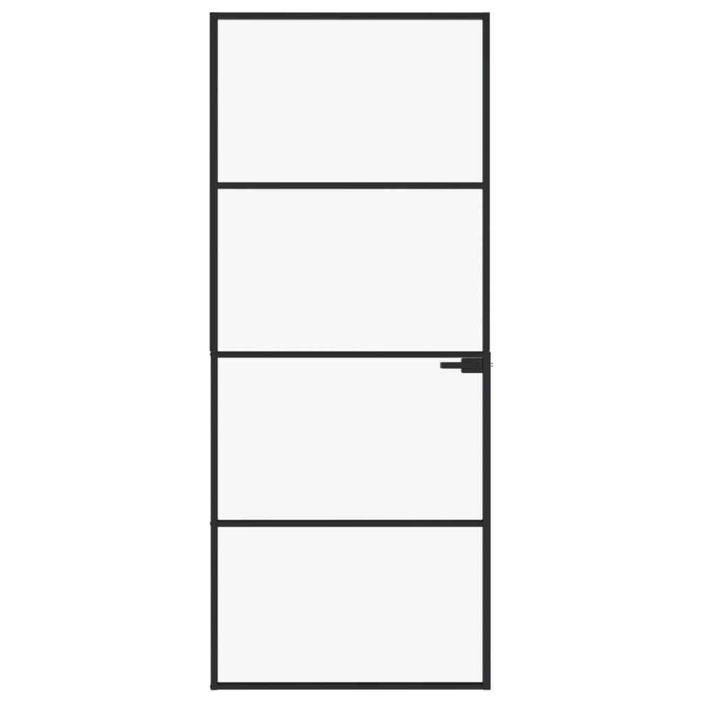 Interior Door Black 32.7"x79.3" Tempered Glass&Aluminum Slim image 3