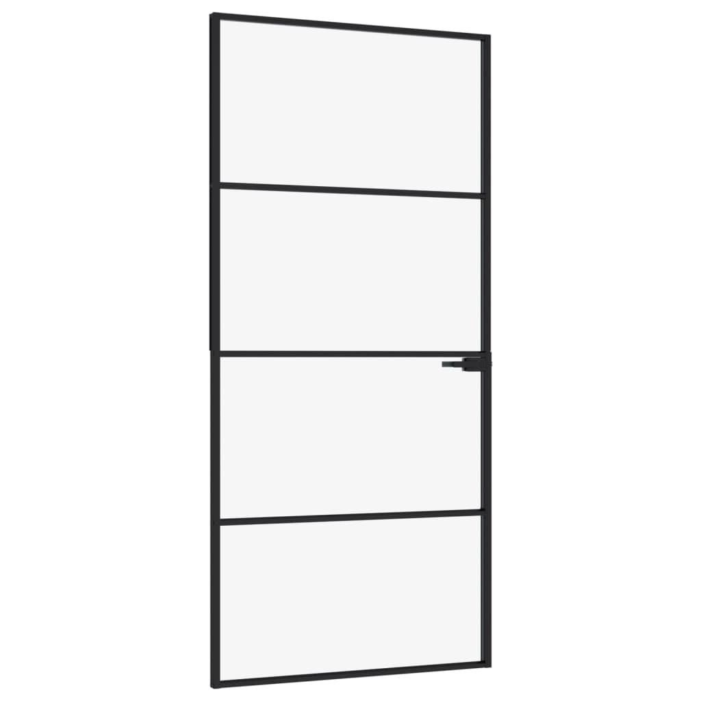 Interior Door Black 36.6"x79.3" Tempered Glass&Aluminum Slim image 2