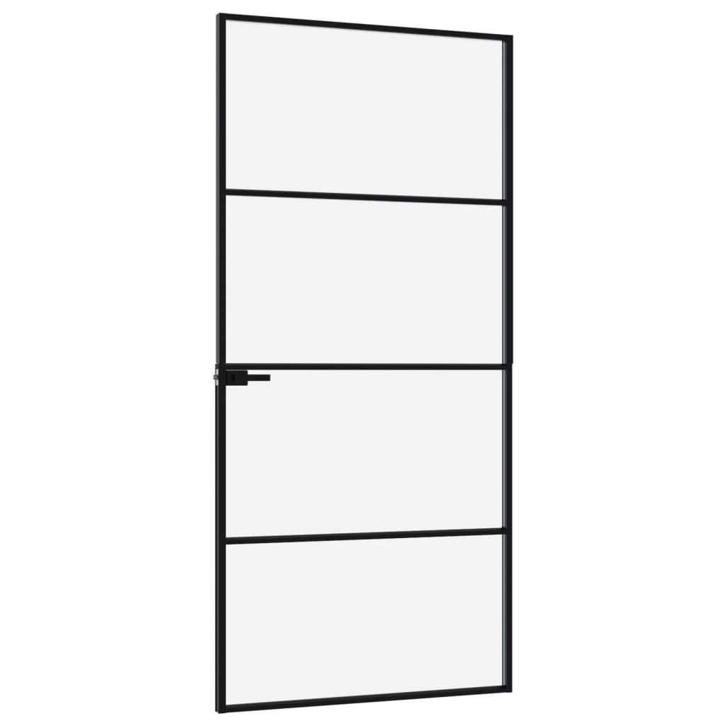 Interior Door Black 36.6"x79.3" Tempered Glass&Aluminum Slim image 4