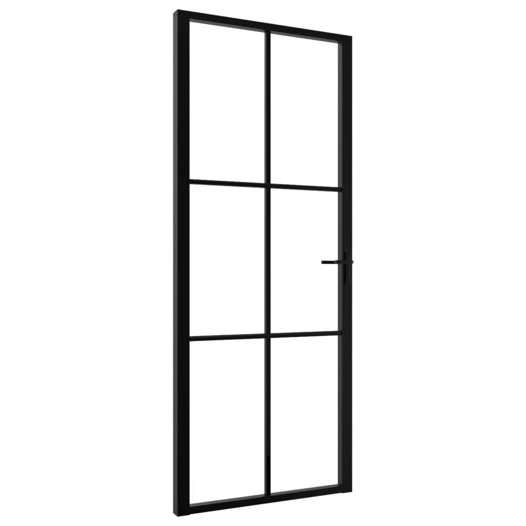 Interior Door ESG Glass and Aluminum 32.7x79.3 Black - Angle View