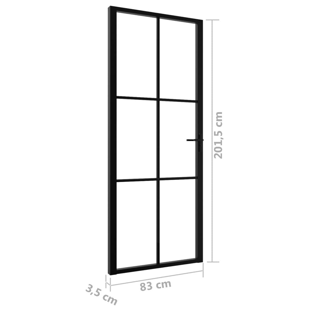 Interior Door ESG Glass and Aluminum 32.7x79.3 Black - Open Position