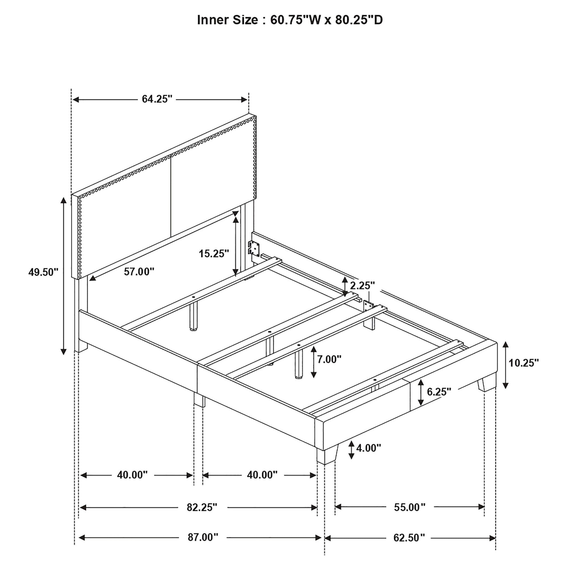 Ivory Queen Bed with Nailhead Trim image 6