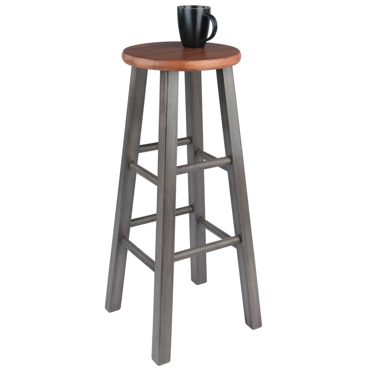 Ivy Bar Stool; Rustic Teak & Gray image 3