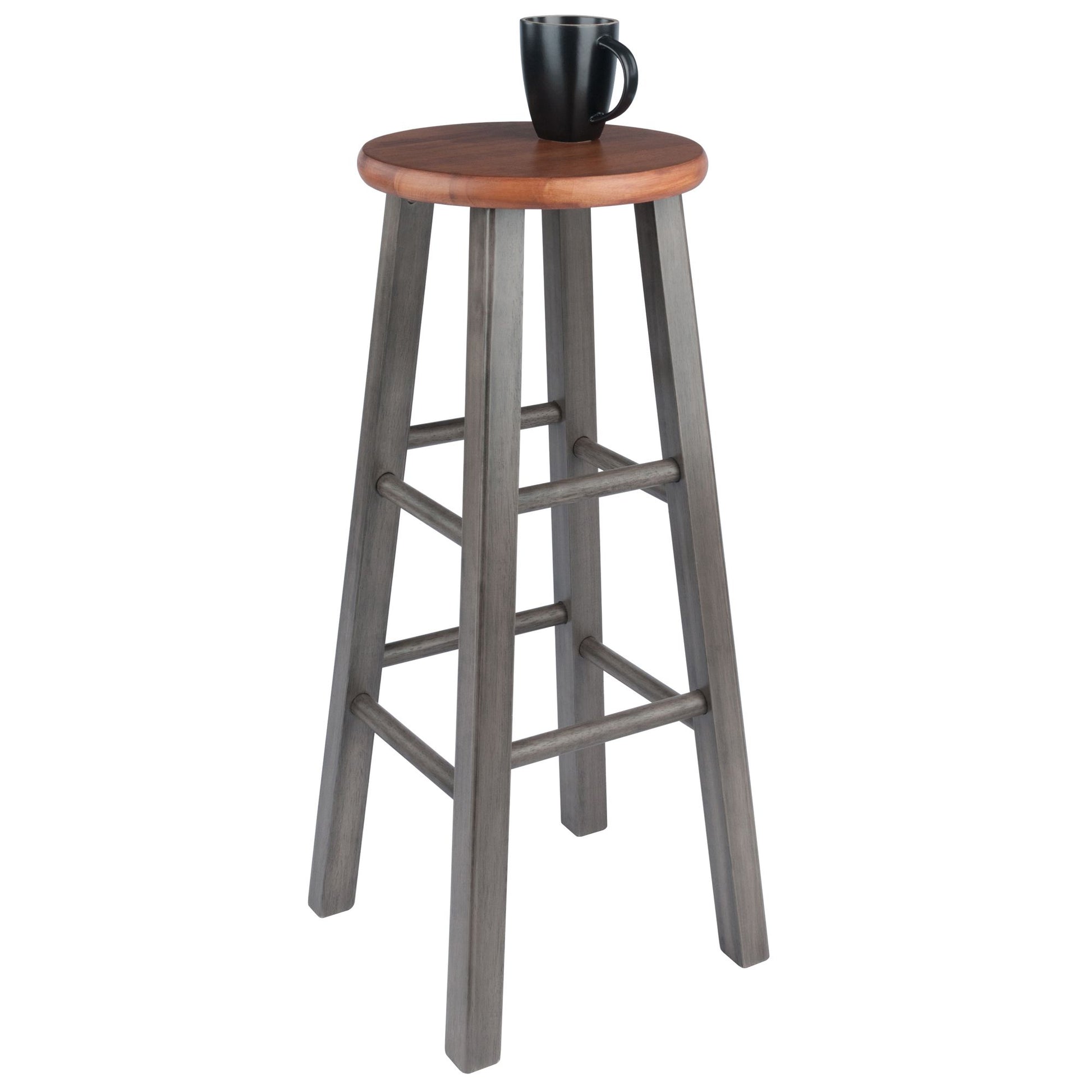 Ivy Bar Stool; Rustic Teak & Gray image 3