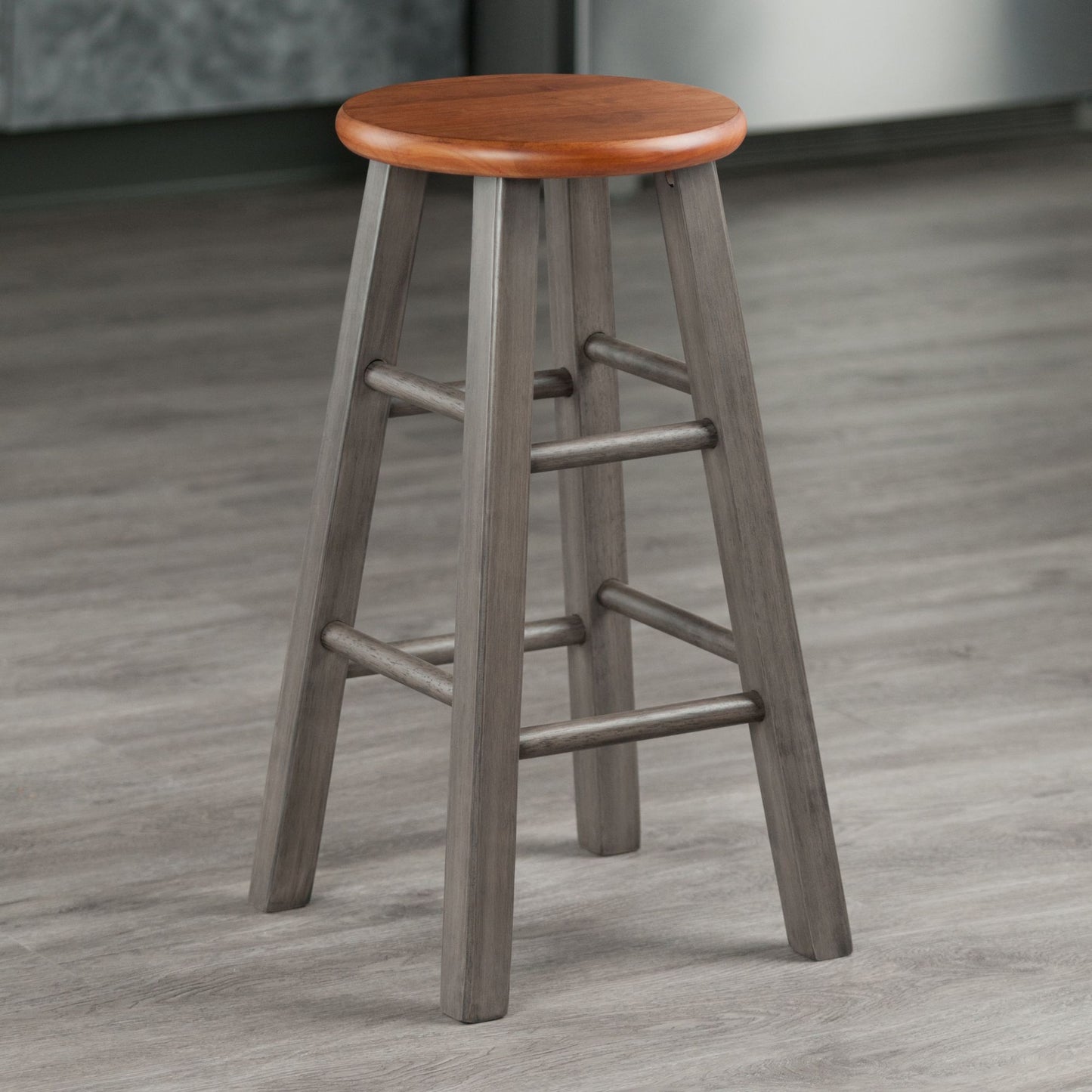 Ivy Counter Stool; Rustic Teak & Gray image 3